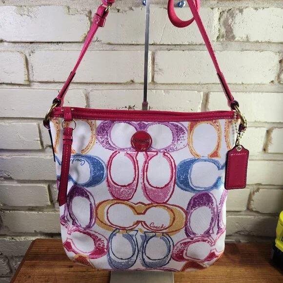 Like New Rare Coach Scribble Multi-Color Crossbody Bag Purse - Picture 2 of 13